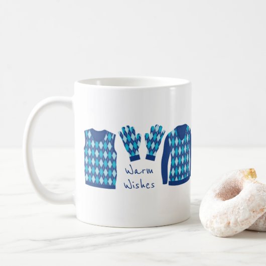 Warm Wishes Argyle Pattern Items Mok - Blauw (Met donut)