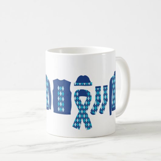 Warm Wishes Argyle Pattern Items Mok - Blauw (Voorkant rechts)