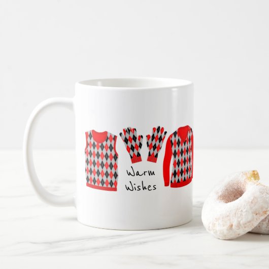 Warm Wishes Argyle Pattern Items Mok - Rood (Met donut)