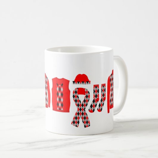 Warm Wishes Argyle Pattern Items Mok - Rood (Voorkant rechts)