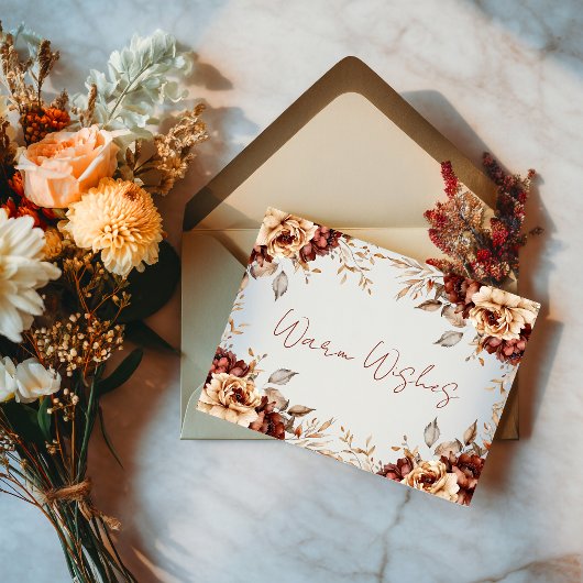 Warm Wishes Autumn Floral Frame Card Kaart