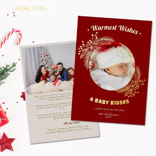 Warm Wishes Baby Kisses Elegant 2 vakantiefoto's Folie Feestdagenkaart