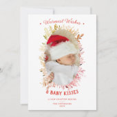 Warm Wishes Baby Kisses Feestdagen Rood Aankondigi Feestdagenkaart (Voorkant)
