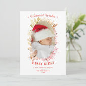 Warm Wishes Baby Kisses Feestdagen Rood Aankondigi Feestdagenkaart (Staand voorkant)