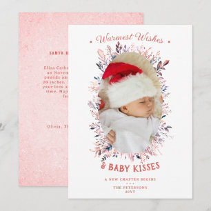 Warm Wishes Baby Kisses Feestdagen Roze Aankondigi Feestdagenkaart
