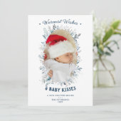 Warm Wishes Baby Kusjes Vakantie Chic Aankondiging (Staand voorkant)