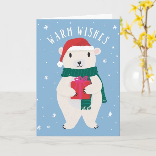 Warm Wishes Beary Merry KerstWenskaart Kaart (Gele Bloem)