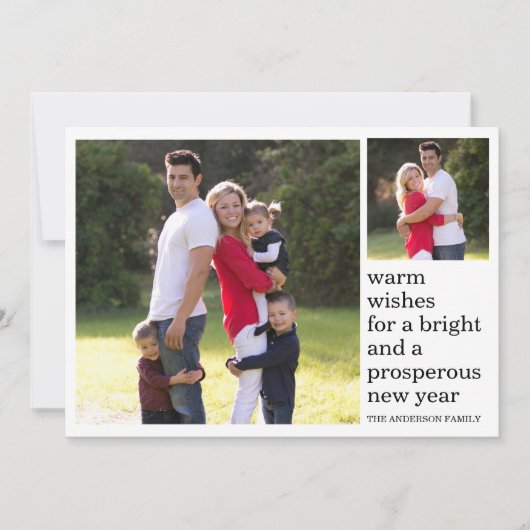 Warm Wishes Bright Prosperous Happy New Year Foto Feestdagenkaart (Voorkant)