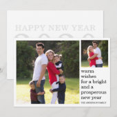 Warm Wishes Bright Prosperous Happy New Year Foto Feestdagenkaart (Voorkant / Achterkant)