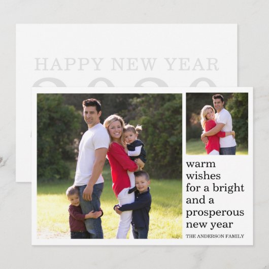 Warm Wishes Bright Prosperous Happy New Year Foto Feestdagenkaart (Voorkant / Achterkant)