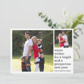 Warm Wishes Bright Prosperous Happy New Year Foto Feestdagenkaart (Staand voorkant)