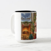 Warm Wishes by the Fireplace Tweekleurige Koffiemok (Voorkant links)