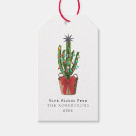 Warm Wishes Cactus Kerstmis Cadeaulabel