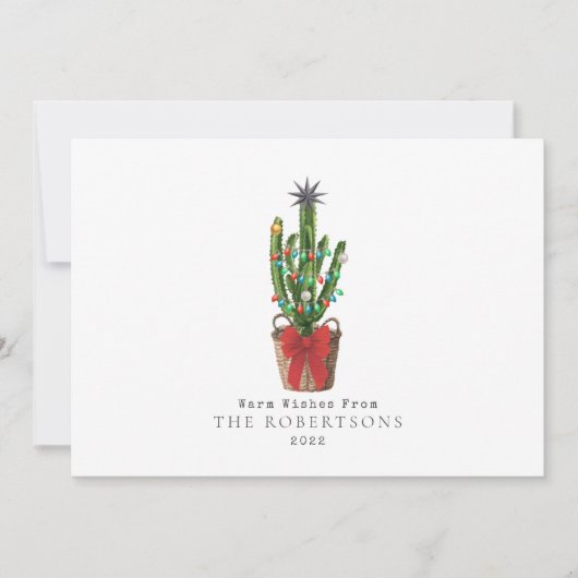 Warm Wishes Cactus Kerstmis Feestdagenkaart (Voorkant)