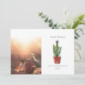 Warm Wishes Cactus Photo Kerstfeestay Card Feestdagenkaart (Staand voorkant)