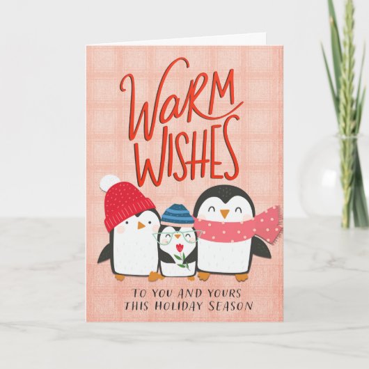 Warm Wishes Christmas Penguin Kaart (Voorkant)