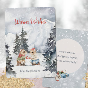 Warm Wishes Cosy Mice Tea Party Winter Wonderland Feestdagenkaart