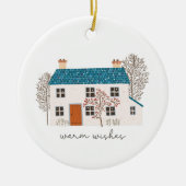 Warm Wishes Cozy Holiday thuiskerst Keramisch Ornament (Voorkant)