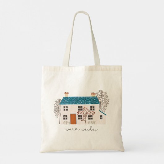 Warm Wishes Cozy Holiday thuiskerst Tote Bag (Achterkant)