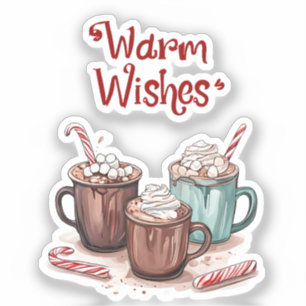 Warm Wishes Cozy Hot Chocolate Holiday Sticker