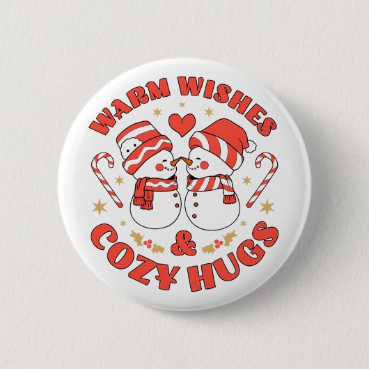 Warm Wishes & Cozy Hugs Ronde Button 5,7 Cm (Voorkant)
