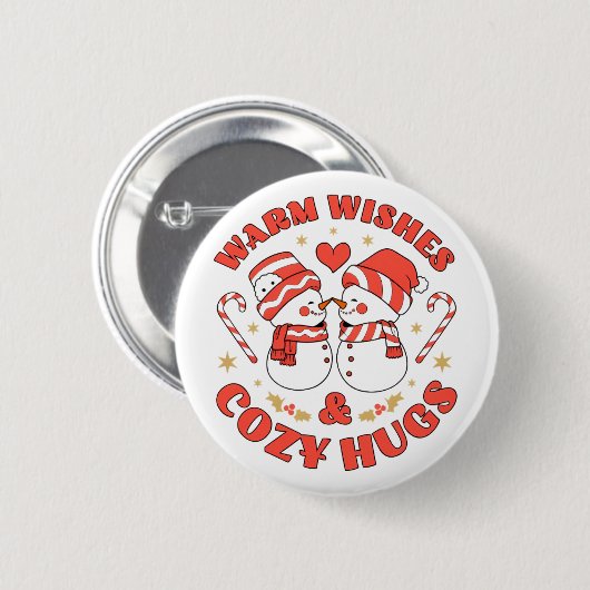 Warm Wishes  & Cozy Hugs Ronde Button 5,7 Cm (Voorkant /achterkant)