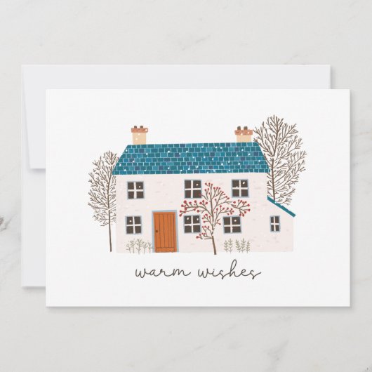Warm Wishes Cozy kerst Home Feestdagenkaart (Voorkant)