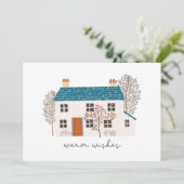 Warm Wishes Cozy kerst Home Feestdagenkaart (Staand voorkant)