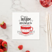 Warm Wishes Cup Hot Coffee Caca Xmas Lettering Servet (Insitu)