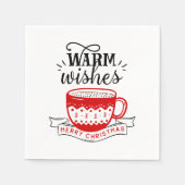 Warm Wishes Cup Hot Coffee Caca Xmas Lettering Servet (Voorkant)