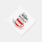 Warm Wishes Cup Hot Coffee Caca Xmas Lettering Servet (Hoek)