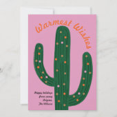 Warm Wishes Feestelijke Cactus Holiday Kaart (Voorkant)