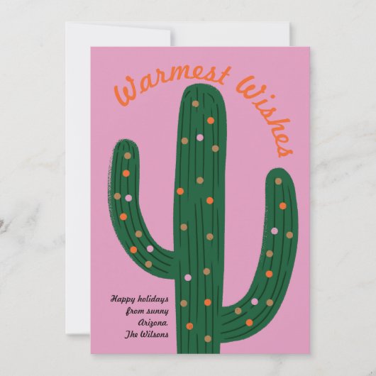 Warm Wishes Feestelijke Cactus Holiday Kaart (Voorkant)