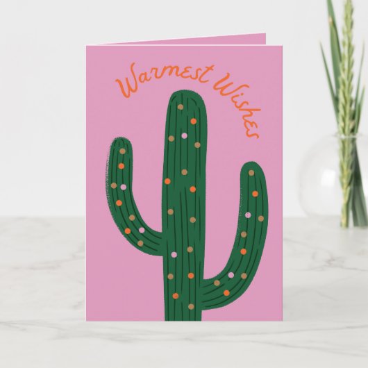 Warm Wishes Feestelijke Cactus Vakantie Groeten Ka Kaart (Voorkant)