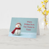 🎄 Warm Wishes Felt Snowman Holiday Card ❄️ Kaart (Gele Bloem)