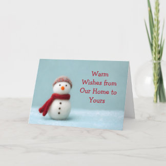 🎄 Warm Wishes Felt Snowman Holiday Card ❄️ Kaart