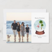 Warm Wishes Flamingo Snow Wereldbol Kerstmis Foto Feestdagenkaart (Voorkant)