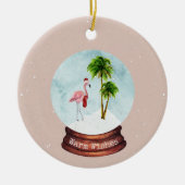 Warm Wishes Flamingo Snowglobe Keramisch Ornament (Voorkant)
