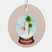 Warm Wishes Flamingo Snowglobe Keramisch Ornament (Links)