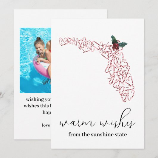 Warm Wishes Florida Fotokerstkaart Bedankkaart (Voorkant / Achterkant)