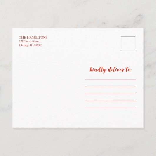 Warm Wishes Foliage Red Script Briefkaart (Achterkant)