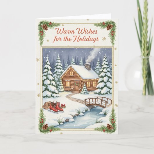 Warm Wishes for the Holidays Folded Greeting Card Kaart (Voorkant)
