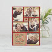 Warm Wishes Foto Collage Kraft & Tartan Red ID589 Kaart (Staand voorkant)