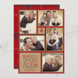 Warm Wishes Foto Collage Kraft & Tartan Red ID589 Kaart