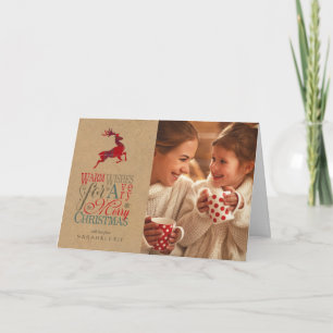 Warm Wishes Foto Kraft & Tartan Rood ID589 Kaart