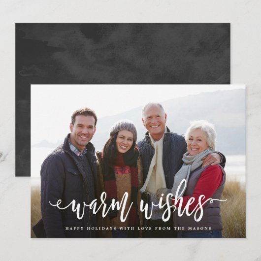 Warm Wishes Fotovakantie Feestdagenkaart (Voorkant / Achterkant)
