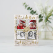 Warm Wishes Gold & White Sparkle Holiday 4 Foto Feestdagenkaart (Staand voorkant)