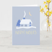 Warm Wishes Happy Holidays Christmas Winter Scene Kaart (Gele Bloem)