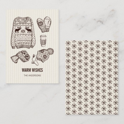 Warm Wishes Holiday Essentials Mini Note Kaart Notitiekaartje (Voorkant / Achterkant)