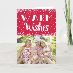 Warm Wishes Holiday Foto Wenskaart/Rood Feestdagen Kaart